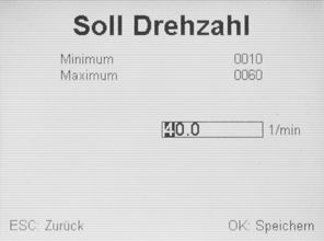 Einstellung Drehzahl