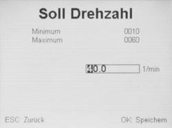 Einstellung Drehzahl